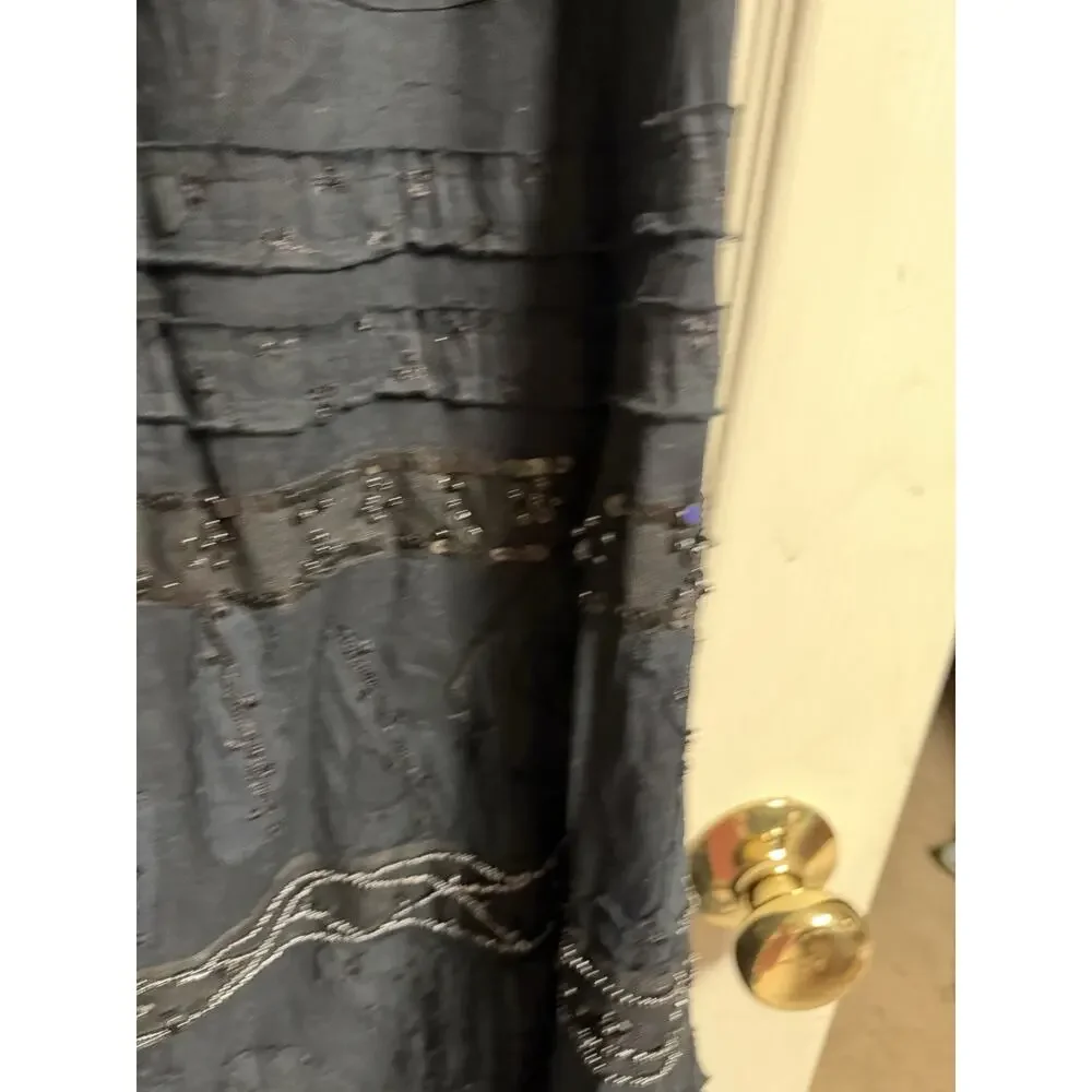 Chico’s black tuscan Crinkle maxi skirt Beaded Textured Hippie 1x 30x37 Boho New